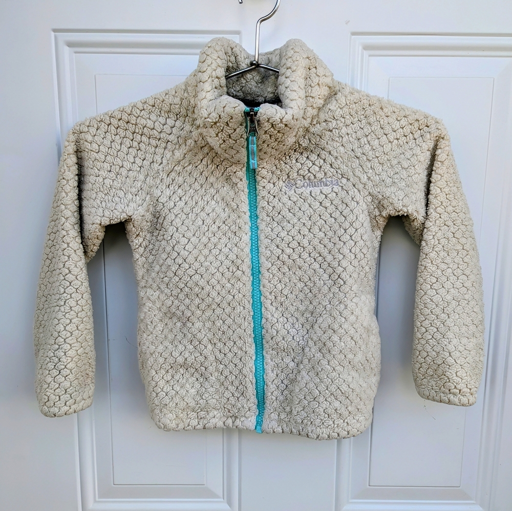 Columbia Youth Girls XS (size 6/7) Sherpa Fleece Full Zip Jacket Cream